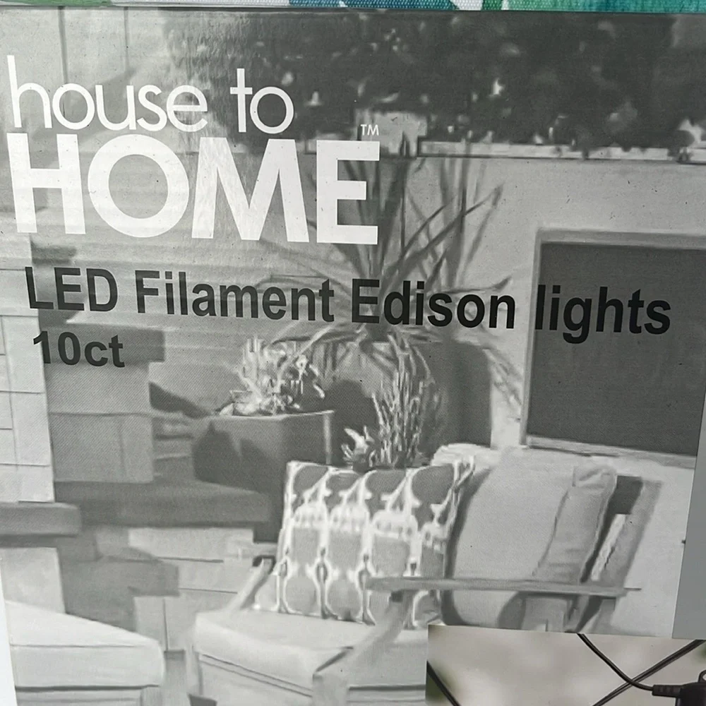 LED Filament Edison Outdoor Lights 10 ct String Black Wire House to Home